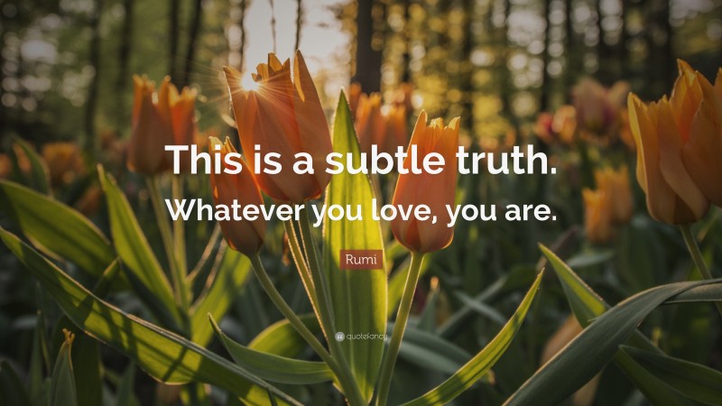 Rumi Quote: “This is a subtle truth. Whatever you love, you are.”