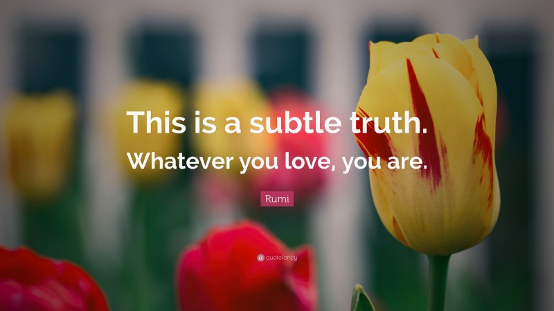 Rumi Quote: “This is a subtle truth. Whatever you love, you are.”