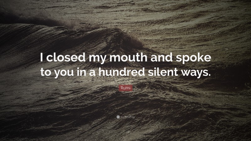 Rumi Quote: “I closed my mouth and spoke to you in a hundred silent ways.”