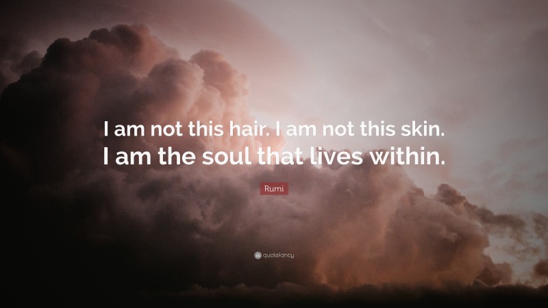 Rumi Quote: “I am not this hair. I am not this skin. I am the soul that lives within.”