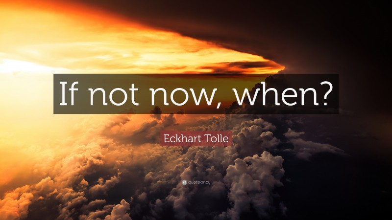 Eckhart Tolle Quote: “If not now, when?”