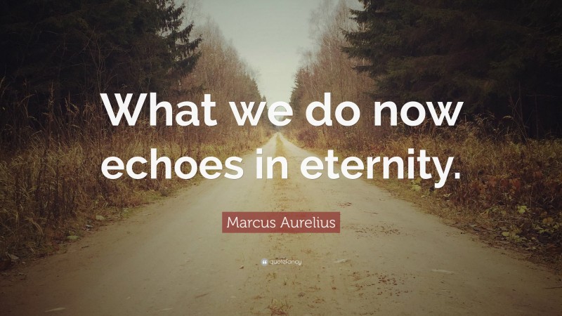 Marcus Aurelius Quote: “What we do now echoes in eternity.”