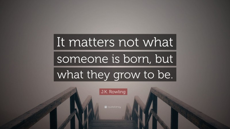 J.K. Rowling Quote: “It matters not what someone is born, but what they grow to be.”