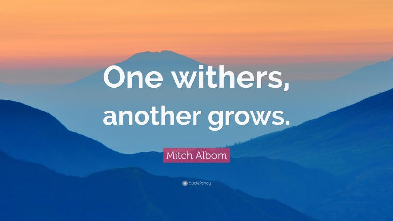 Mitch Albom Quote: “One withers, another grows.”