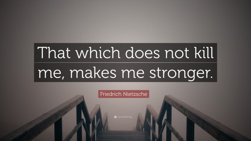 Friedrich Nietzsche Quote: “That which does not  kill me, makes me stronger.”