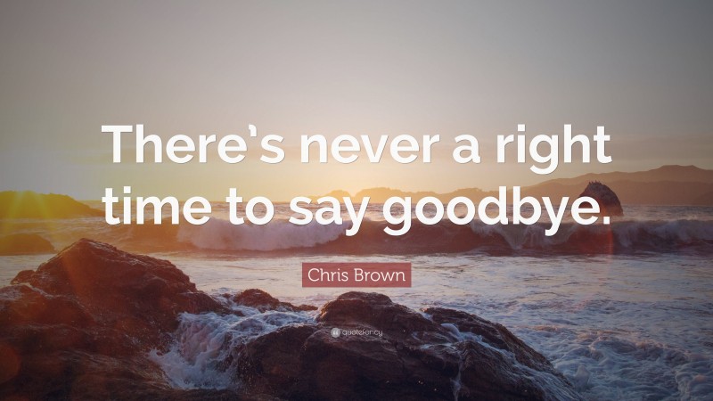 Chris Brown Quote: “There’s never a right time to say goodbye.”
