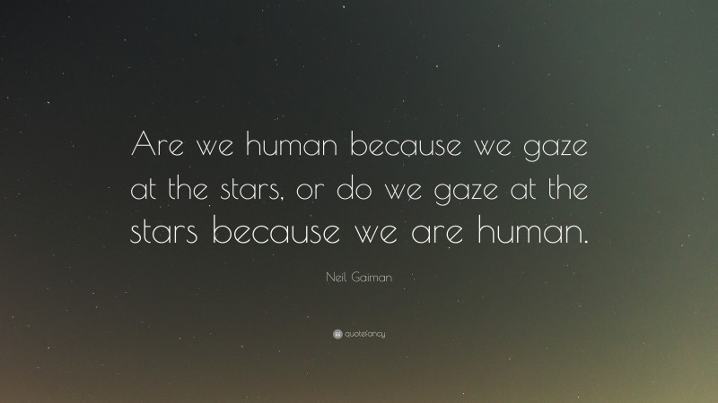 Neil Gaiman Quote: “Are we human because we gaze at the stars, or do we gaze at the stars because we are human.”