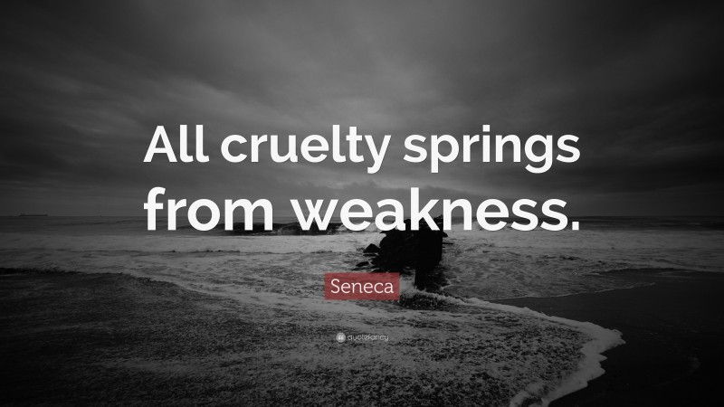 Seneca Quote: “All cruelty springs from weakness.”