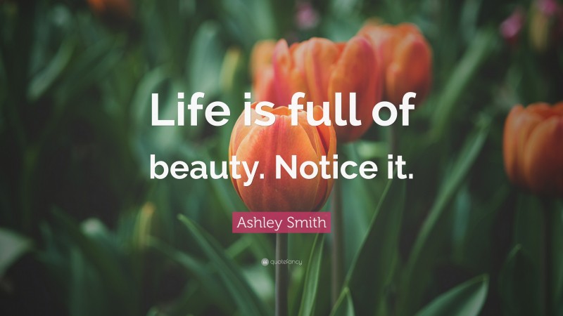 Ashley Smith Quote: “Life is full of beauty. Notice it.”