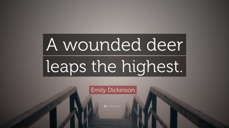 Emily Dickinson Quote: “A wounded deer leaps the highest.”