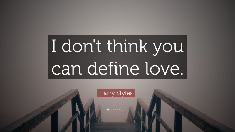 Harry Styles Quote: “I don't think you can define love.”