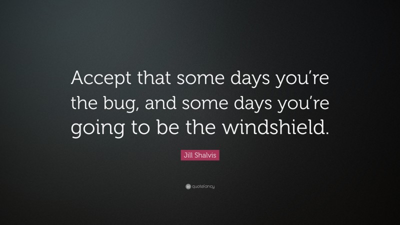 Jill Shalvis Quote: “Accept that some days you’re the bug, and some days you’re going to be the windshield.”