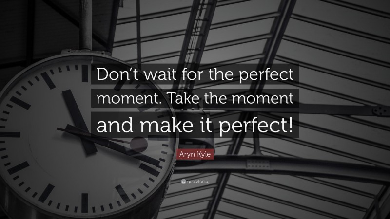 Aryn Kyle Quote: “Don’t wait for the perfect moment. Take the moment and make it perfect!”