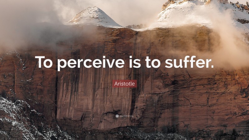 Aristotle Quote: “To perceive is to suffer.”
