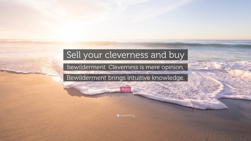 Rumi Quote: “Sell your cleverness and buy bewilderment. Cleverness is mere opinion. Bewilderment brings intuitive knowledge.”