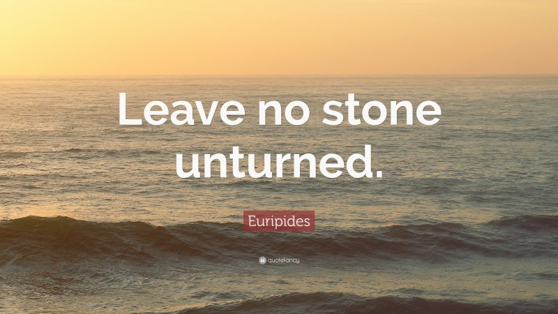 Euripides Quote: “Leave no stone unturned.”