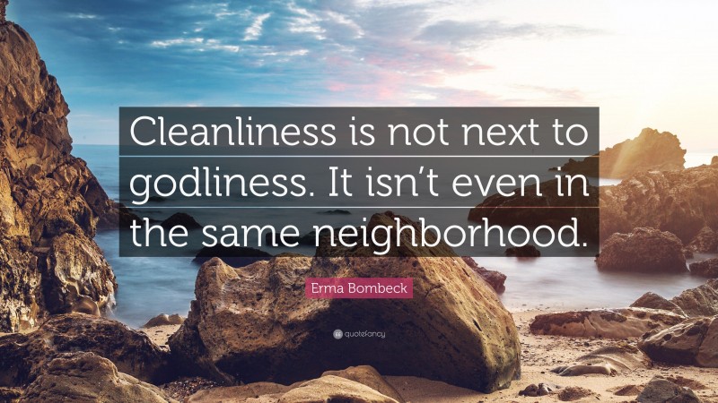 Erma Bombeck Quote: “Cleanliness is not next to godliness. It isn’t even in the same neighborhood.”