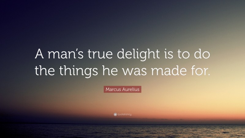 Marcus Aurelius Quote: “A man’s true delight is to do the things he was made for.”