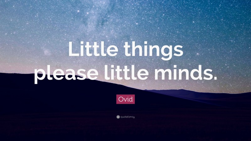 Ovid Quote: “Little things please little minds.”