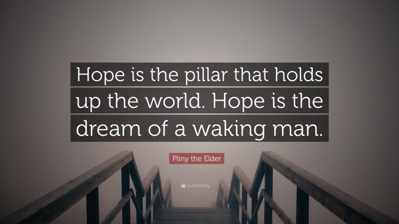Pliny the Elder Quote: “Hope is the pillar that holds up the world. Hope is the dream of a waking man.”
