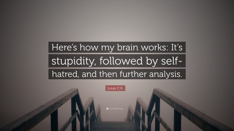 Louis C.K. Quote: “Here’s how my brain works: It’s stupidity, followed by self-hatred, and then further analysis.”