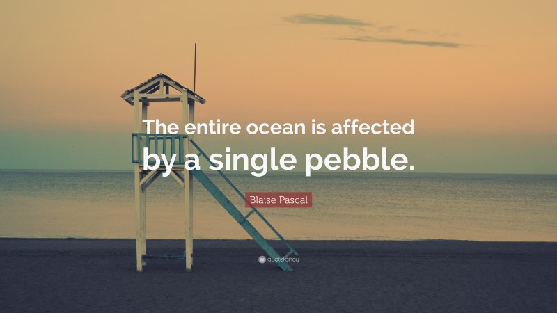 Blaise Pascal Quote: “The entire ocean is affected by a single pebble.”