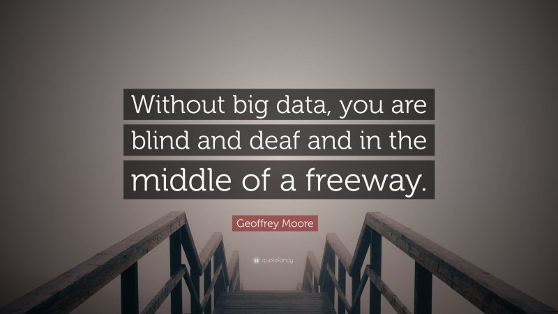 Geoffrey Moore Quote: “Without big data, you are blind and deaf and in the middle of a freeway.”
