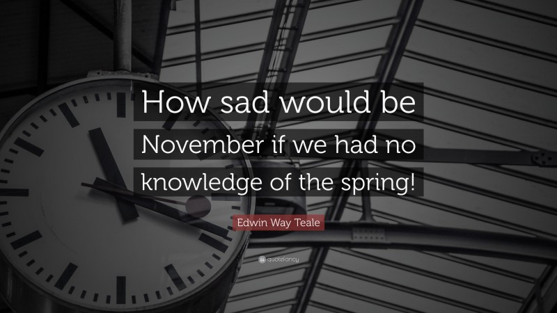 Edwin Way Teale Quote: “How sad would be November if we had no knowledge of the spring!”