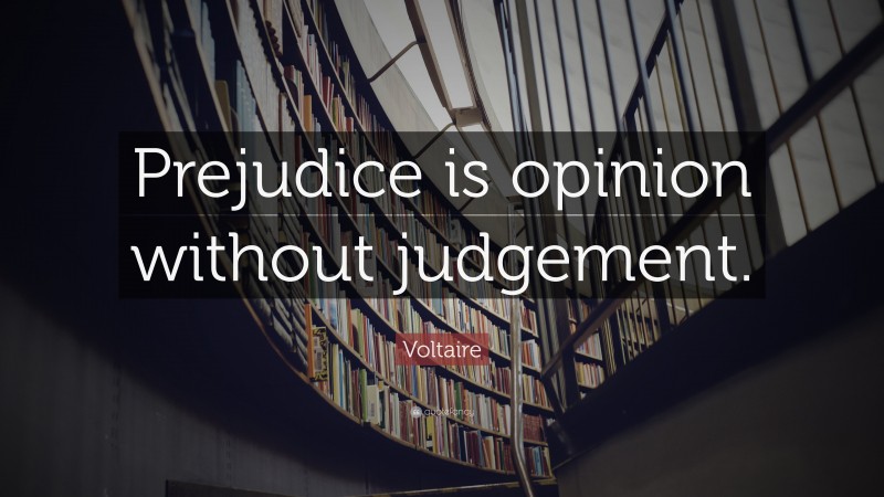 Voltaire Quote: “Prejudice is opinion without judgement.”
