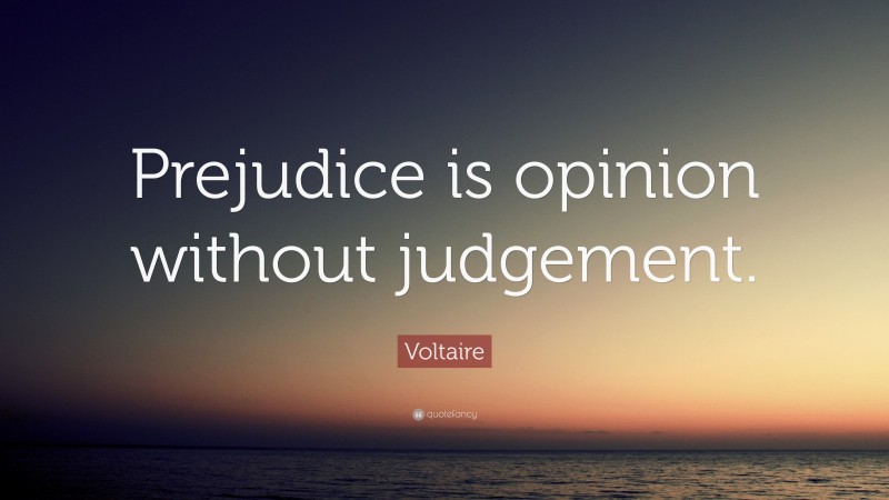 Voltaire Quote: “Prejudice is opinion without judgement.”