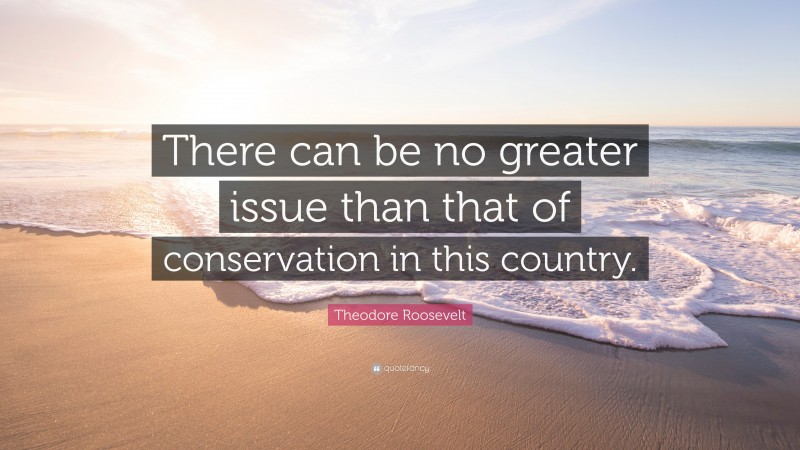 Theodore Roosevelt Quote: “There can be no greater issue than that of conservation in this country.”