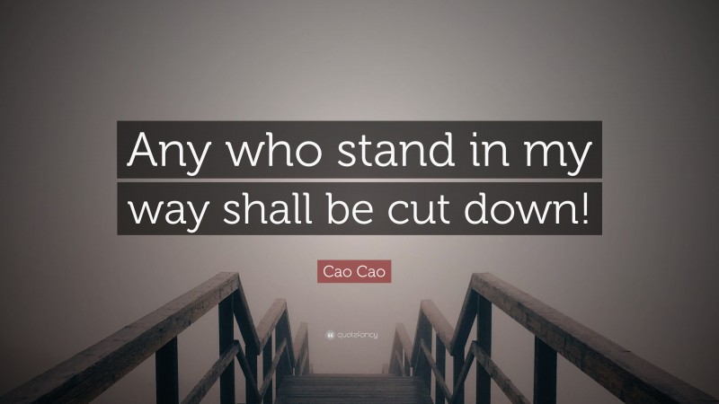 Cao Cao Quote: “Any who stand in my way shall be cut down!”