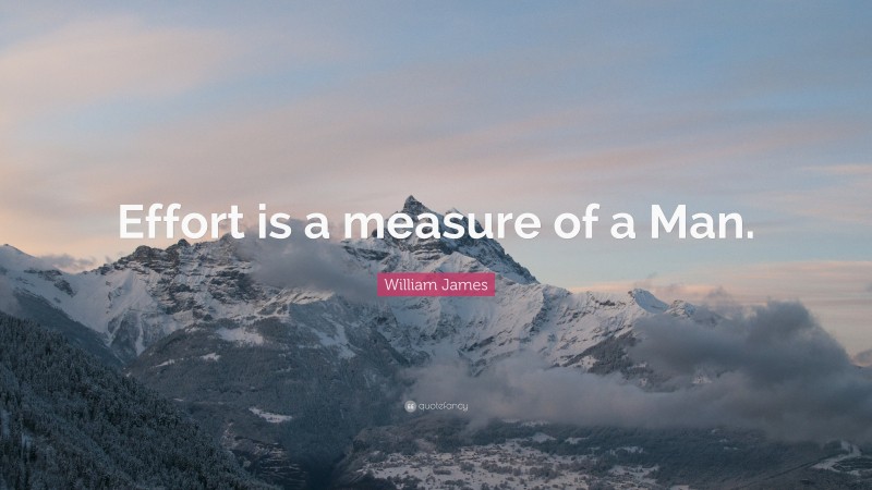 William James Quote: “Effort is a measure of a Man.”