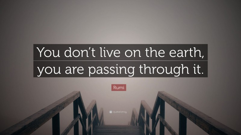 Rumi Quote: “You don’t live on the earth, you are passing through it.”
