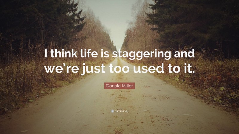 Donald Miller Quote: “I think life is staggering and we’re just too used to it.”