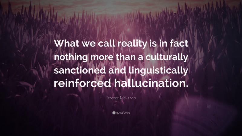 Terence McKenna Quote: “What we call reality is in fact nothing more than a culturally sanctioned and linguistically reinforced hallucination.”