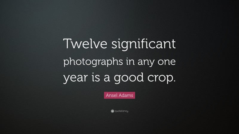 Ansel Adams Quote: “Twelve significant photographs in any one year is a good crop.”