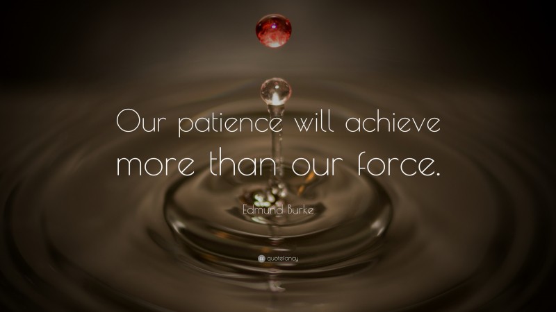 Edmund Burke Quote: “Our patience will achieve more than our force.”