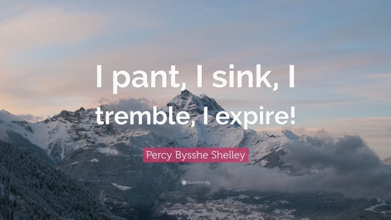 Percy Bysshe Shelley Quote: “I pant, I sink, I tremble, I expire!”