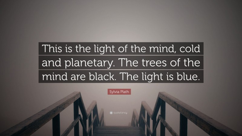 Sylvia Plath Quote: “This is the light of the mind, cold and planetary. The trees of the mind are black. The light is blue.”