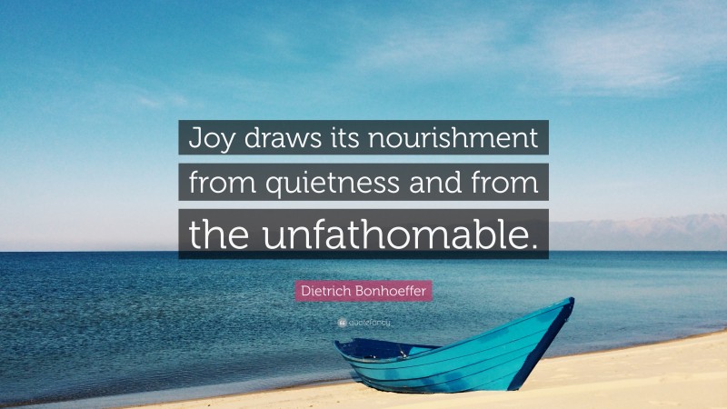 Dietrich Bonhoeffer Quote: “Joy draws its nourishment from quietness and from the unfathomable.”