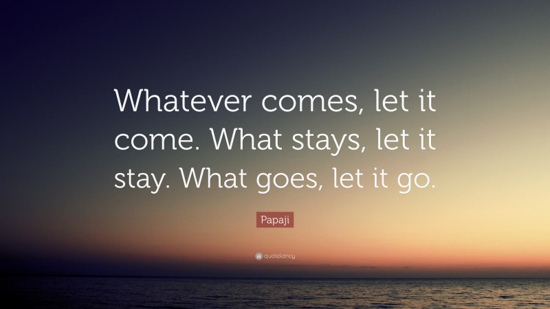 Papaji Quote: “Whatever comes, let it come. What stays, let it stay. What goes, let it go.”