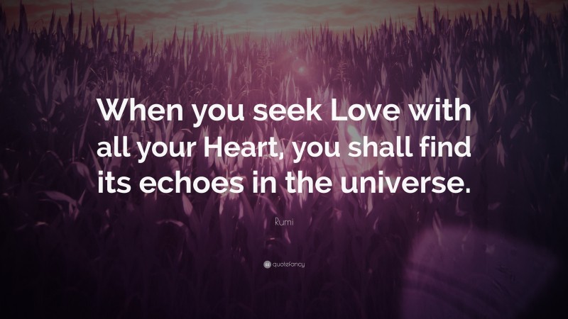 Rumi Quote: “When you seek Love with all your Heart, you shall find its echoes in the universe.”