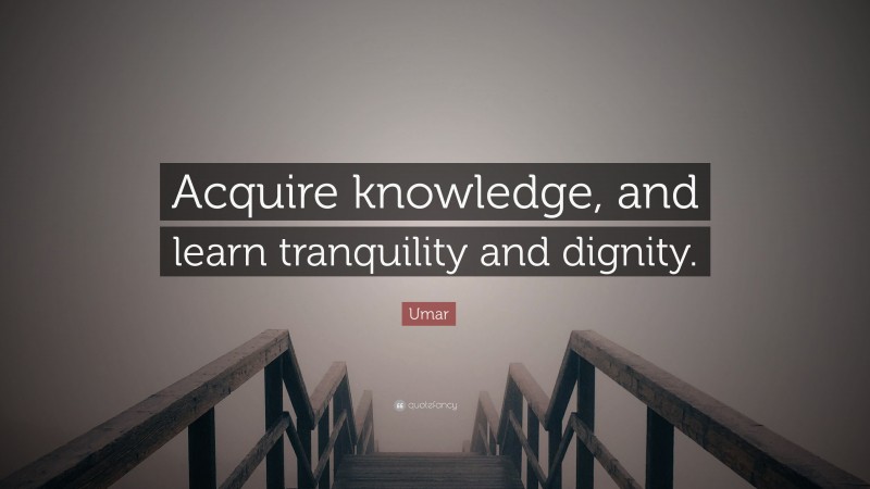 Umar Quote: “Acquire knowledge, and learn tranquility and dignity.”