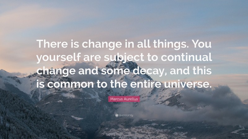 Marcus Aurelius Quote: “There is change in all things. You yourself are subject to continual change and some decay, and this is common to the entire universe.”