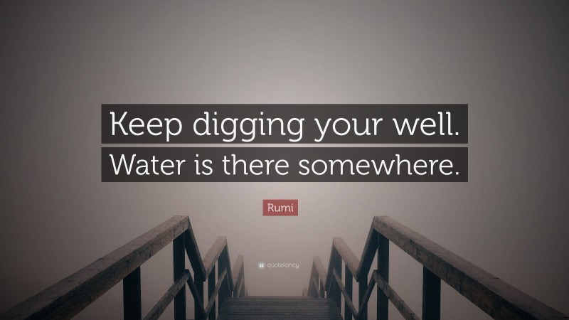 Rumi Quote: “Keep digging your well. Water is there somewhere.”