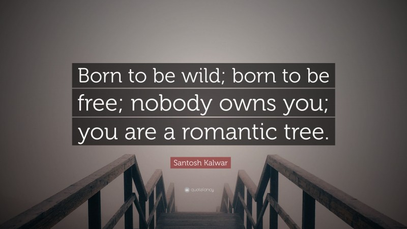 Santosh Kalwar Quote: “Born to be wild; born to be free; nobody owns you; you are a romantic tree.”