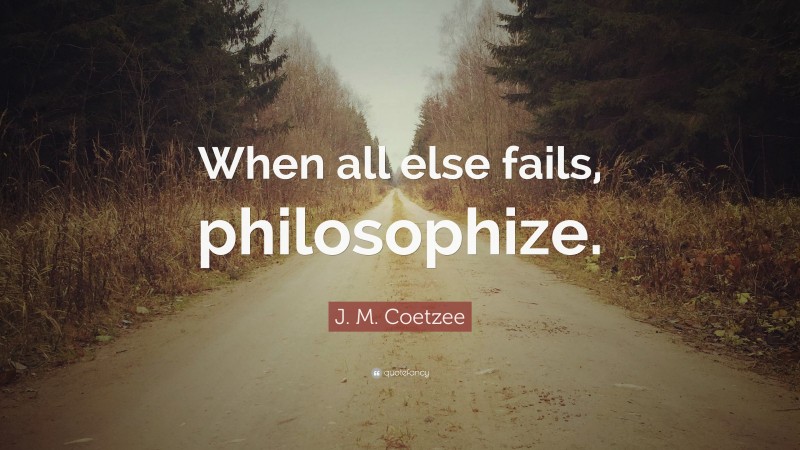 J. M. Coetzee Quote: “When all else fails, philosophize.”