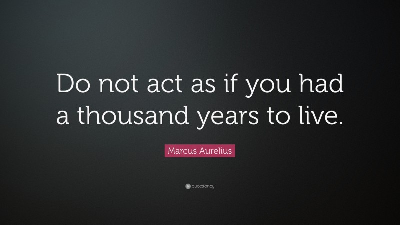 Marcus Aurelius Quote: “Do not act as if you had a thousand years to live.”