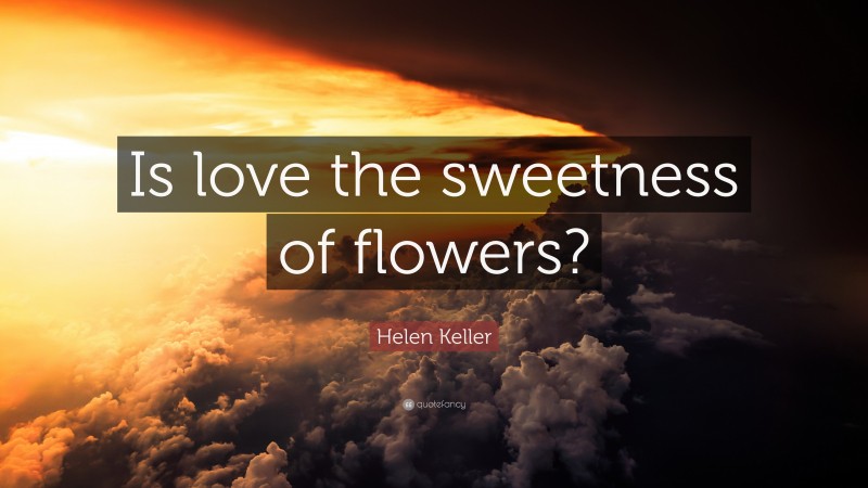 Helen Keller Quote: “Is love the sweetness of flowers?”